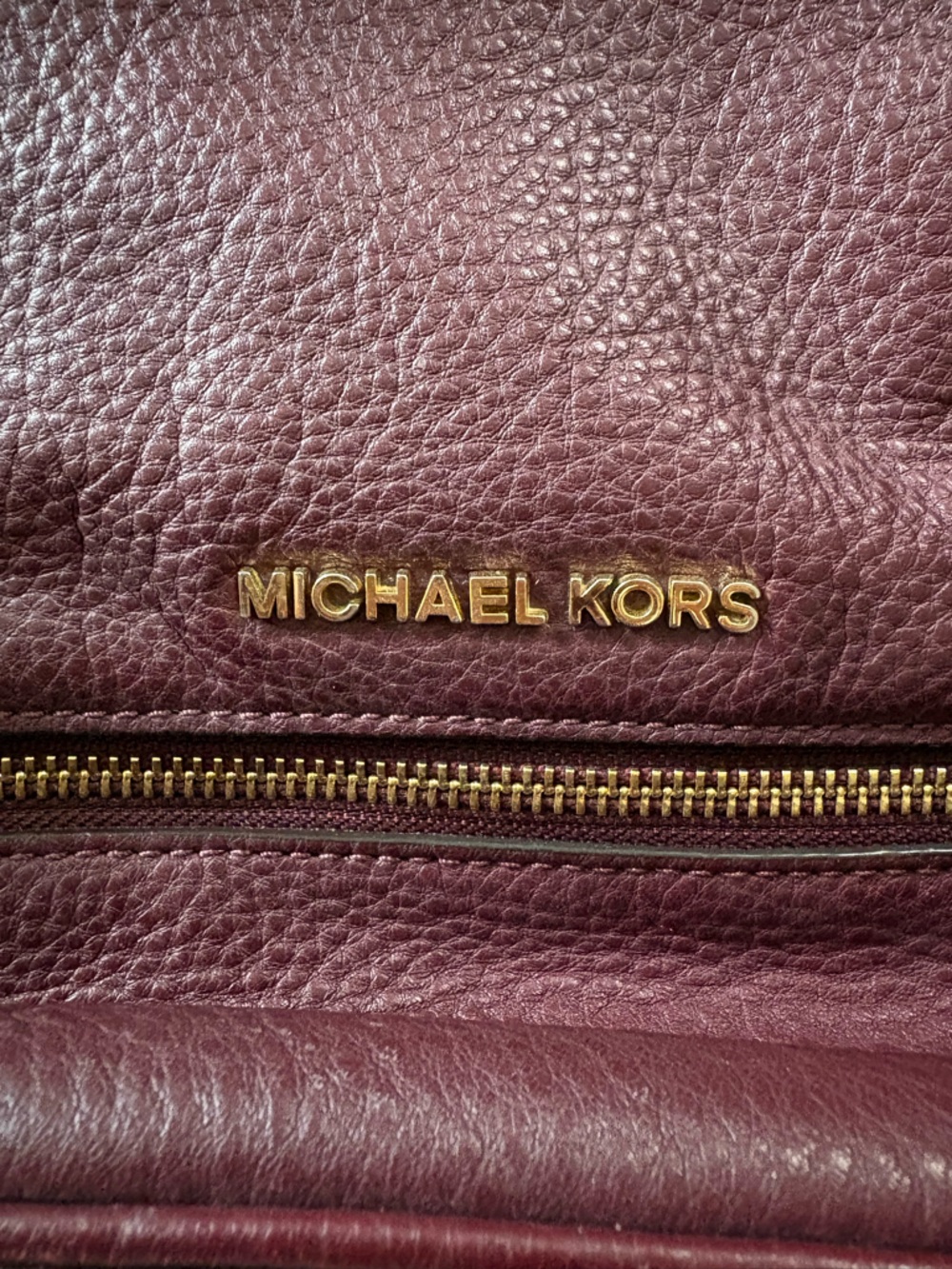 Michael Kors Burgundy Pebbled Leather Backpack with Gold Hardware - Picture 6 of 7